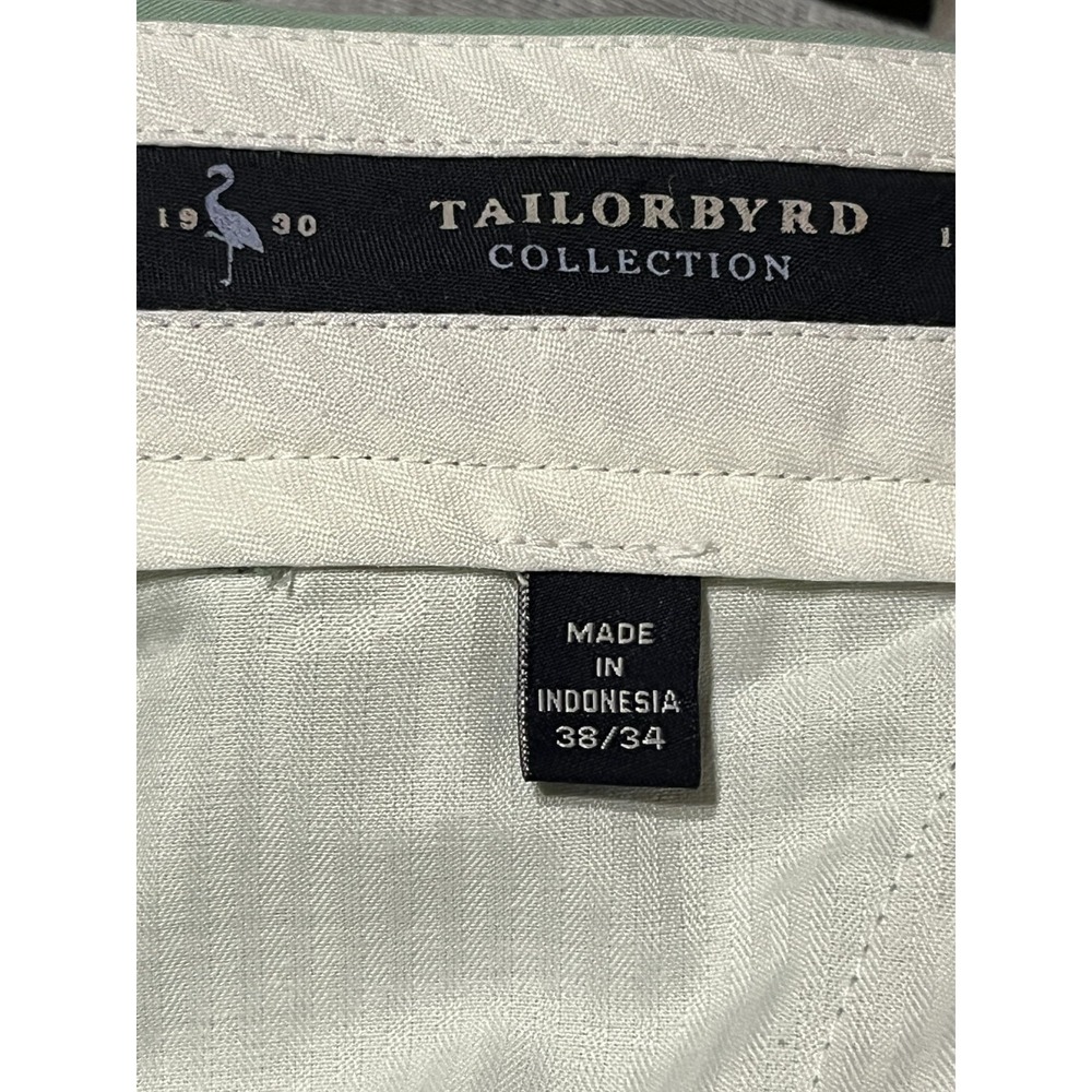 TAILORBYRD COLLECTION Mens 38x33 Green Flat Front Chino Pants Casual Golf - Picture 4 of 7